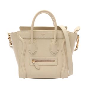 【二手】 CELINE Luggage Nano Shopper 兩用手提包 189243 象牙色皮革 Luggage Nano Shopper 女士二手 B