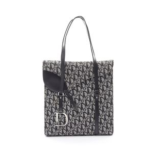 [중고] Dior 토트백 트로터 새들 아이보리/블랙 캔버스 레더 트로터 새들 토트백 여성용 Used B