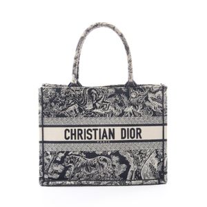 [중고] Dior 토트백 BOOK TOTE 미디엄 트왈 드 주이 블랙/아이보리 캔버스 토트백 여성용