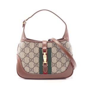 [중고] Gucci 구찌 손가방 재키 1961 GG 수프림 2WAY 637092 베이지/브라운 PVC 코팅 캔버스 레더 재키 1961 미니 숄더백