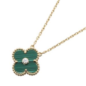 [Pre-owned] Van Cleef & Arpels Vintage Alhambra Necklace, Malachite 1PD Necklace, Neck size 37.5/42cm, K18 (Yellow Gold), Diamond