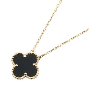 [Pre-owned] Van Cleef & Arpels Vintage Alhambra Onyx Necklace VCARA45800 Neck size 37.5/42cm K18 (Yellow Gold) Vintage Alhambra Onyx Necklace
