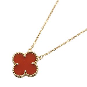 [Pre-owned] Van Cleef & Arpels Vintage Alhambra Carnelian Necklace VCARD38500, Neck size 37.5/42cm, K18 (Yellow Gold) Vintage Alhambra Carnelian Necklace