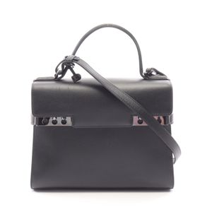 [Used] Delvaux Tempête MM 2-Way Handbag, Black Leather, Women's, Used A