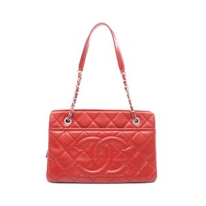 [중고] Chanel 샤넬 토트백 마틀라세 A67294 레드 캐비어 스킨(그레인드 카프) 마틀라세 코코 마크 체인 토트백 여성용 Used A