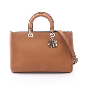 [Used] Dior Lady D- Sire Large 2-Way Braun Leather Handbag , Women's, Used A