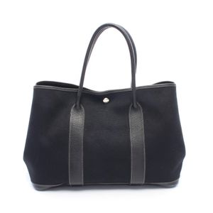 【중고】 Hermes 에르메스 토트백 가든파티 PM 블랙 캔버스 레더 가든파티 PM 블랙 여성용 Used B