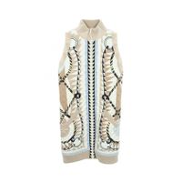 [Used] Hermes HERMES Down Vest Twillaine Scarf Print Knit Panel Long 3H2841DJ Cotton Wool Twillaine Down Vest Women's Used A