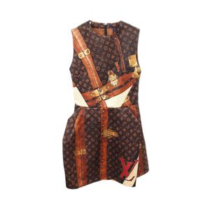 【二手】路易威登LOUIS VUITTON洋裝 行李箱印花 無袖 RW242WB QNQ FRRO50 真絲洋裝 女款