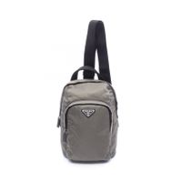 [Used] Prada PRADA Waist Bag Body Bag Triangle Logo 2VZ116 Khaki/Black Nylon Triangle Logo Body Bag Men's Used A