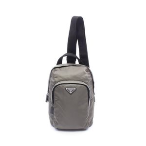 【二手】Prada PRADA 腰包/斜背包 三角形Logo 2VZ116 卡其色/黑色尼龍三角形Logo斜挎包 男士二手 A