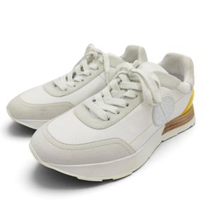 미사용급☆Hermes 에르메스 드라이브 스웨이드 레더 나일론 캔버스 로우컷 스니커즈 화이트 35.5 이탈리아제 여성용