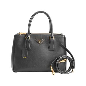 【중고】Prada 갤러리아 사피아노 레더 미디엄 백 1BA863