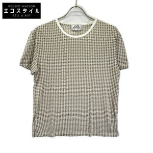 Hermes White x Gray H Design All-Over Print Short Sleeve Cutsew, Size S [Used]