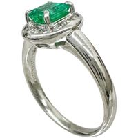 Size 12.5, Emerald 0.78ct, Diamond 0.26ct, Platinum 850, 5.4g, Women's Ring [Used]