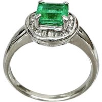 Size 12.5, Emerald 0.78ct, Diamond 0.26ct, Platinum 850, 5.4g, Women's Ring [Used]