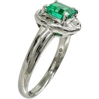 Size 12.5, Emerald 0.78ct, Diamond 0.26ct, Platinum 850, 5.4g, Women's Ring [Used]