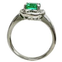 Size 12.5, Emerald 0.78ct, Diamond 0.26ct, Platinum 850, 5.4g, Women's Ring [Used]