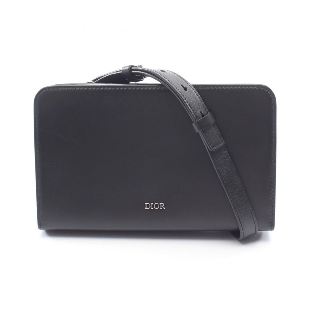 [Used] Dior Shoulder Bag DIAL DIOR ULTRA Small Black Leather Messenger Bag Men's Used B