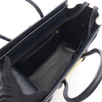 [Used] CELINE Luggage Micro Shopper Tote Bag, Yellow/Navy/Beige, Leather/Suede, Women's.