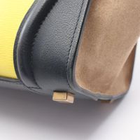 [Used] CELINE Luggage Micro Shopper Tote Bag, Yellow/Navy/Beige, Leather/Suede, Women's.