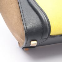 [Used] CELINE Luggage Micro Shopper Tote Bag, Yellow/Navy/Beige, Leather/Suede, Women's.