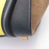 [Used] CELINE Luggage Micro Shopper Tote Bag, Yellow/Navy/Beige, Leather/Suede, Women's.
