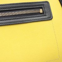 [Used] CELINE Luggage Micro Shopper Tote Bag, Yellow/Navy/Beige, Leather/Suede, Women's.