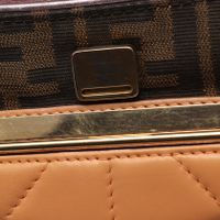[중고] FENDI 핸드백 주카 2WAY 8BN133 브라운/퍼플/베이지 캔버스 레더 주카 배니티 미러 여성용 Used B