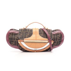 [중고] FENDI 핸드백 주카 2WAY 8BN133 브라운/퍼플/베이지 캔버스 레더 주카 배니티 미러 여성용 Used B