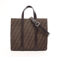 【中古】 フェンディ FENDI トートバッグ ズッカ 2WAY ブラウン キャンバス レザー ズッカ 2wayトート レディース Used B