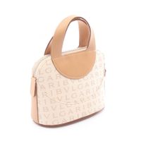 【二手】BVLGARI(Bulgari) Logomania 迷你像牙白/米色皮革 Logomania 迷你手提包 女士二手 B