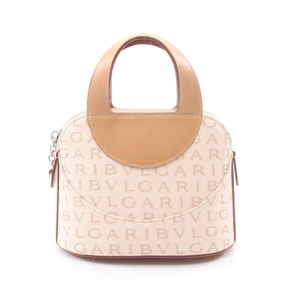 【二手】BVLGARI(Bulgari) Logomania 迷你像牙白/米色皮革 Logomania 迷你手提包 女士二手 B