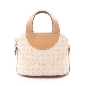 [중고] BVLGARI 로고마니아 미니 손가방 아이보리/베이지 레더 로고마니아 미니 핸드백 여성용 Used B