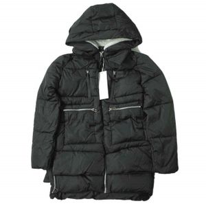 No Brand (No Brand) Fleece-lined Hooded Military Down Coat, Size L, Black, Padded, Zippered Outerwear [New/Used] [No Brand]