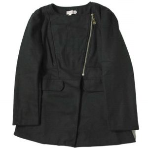 No Brand Wool Double Rider Half Coat, Size L, Black, Color Jacket, Outerwear [New/Used] [Pre-owned] [No Brand]
