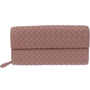 Like New Bottega Veneta Intrecciato Long Wallet, Leather, Pink, 0480 [Used] BOTTEGAVENETA
