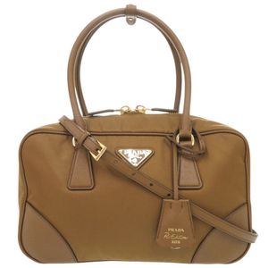 Excellent condition Prada Re-Edition 1978 Medium Triangle Logo Nylon Leather Braun 2-Way Handbag Shoulder Bag Brown 1377 [Pre-owned] PRADA