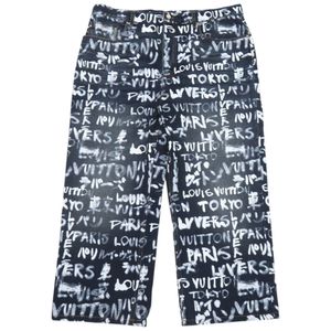 Like New Louis Vuitton x NIGO 25AW Graffiti Scribble Skate Denim Pants Size 38 Cotton Indigo White Denim LV 0505 [Used] LOUIS VUITTON Men's