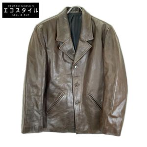 Agnès b. HOMME French-made brown leather tailored jacket, size 2 [Used]
