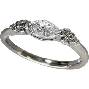 Size 13 Diamond (D-VVS2- Marquise Cut) 0.30ct Diamond 0.06ct Ring, Pt950 Platinum, 3.7g, Women's [Used]