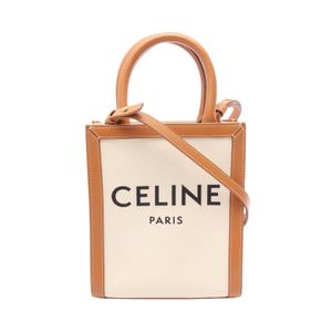 【二手】Celine CELINE手提包 Mini Vertical Cabas 2WAY 193302NATURAL/ブラウン帆布皮革 Vertical Cabas Mini 女士二手 B