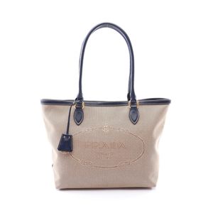 [중고] Prada PRADA 토트백 TESSUTO+SOFT CA 1BG159 베이지/네이비 캔버스 레더 로고 자카드 토트백 여성용 Used A