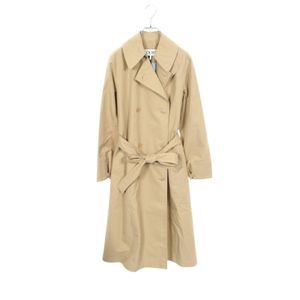 [Used] LOEWE Anagram Double-Breasted Trench Coat S359Y02X90 Beige Cotton Leather Trench Coat Women's Used A