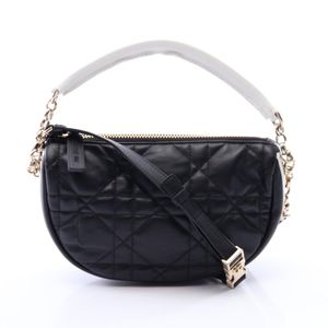 [Used] Dior VIBE Hobo Cannage 2-Way Shoulder Bag, Black/White Leather, Chain Shoulder Bag, Women's, Used A