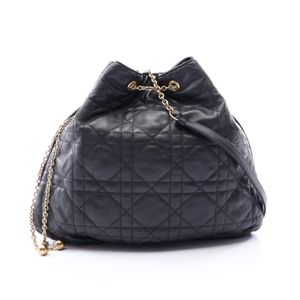 [Used] Dior Shoulder Bag Ami Cannage Black Leather Ami Medium Women's Used A