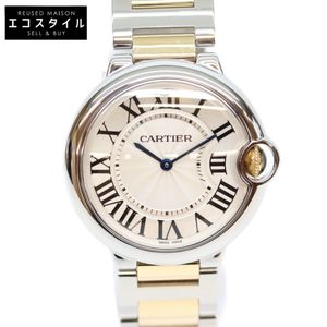 Cartier W69008Z3 YG×SS 콤비 발롱블루 MM 36mm QZ 시계 【중고】