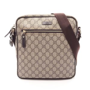 【중고】 Gucci 구찌 숄더백 GG 수프림 201448 베이지/다크 브라운 PVC 코팅 캔버스 레더 숄더백 여성용 Used B