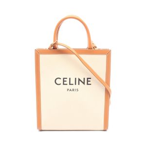 【二手】Celine CELINE托特包 小號筆電 Cabas 2WAY 192082BNZ.02NT 象牙白/駝色/黑色帆布皮革筆款 Cabas 小號