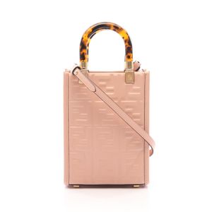 【二手】芬迪FENDI Shopper Mini 兩用手提包 8BS051Baby Pink皮革 Zucca Sunshine Shopper Mini 女士二手 A